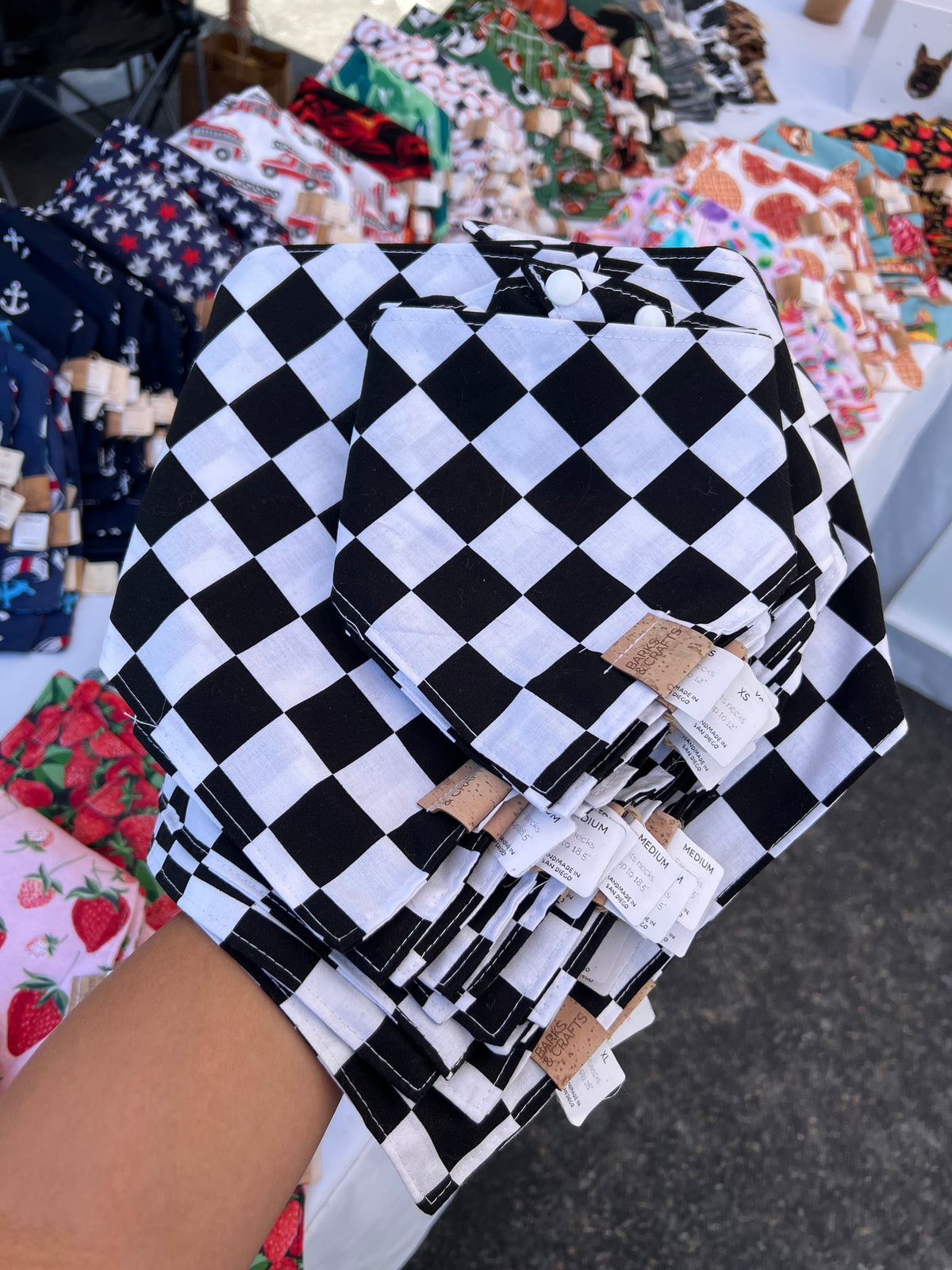 Checkered Snap-on Pet Bandana