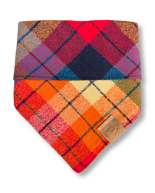 Hues of Autumn Plaid Snap-On Pet Bandana
