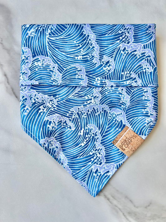 Ocean Waves Snap-On Pet Bandana