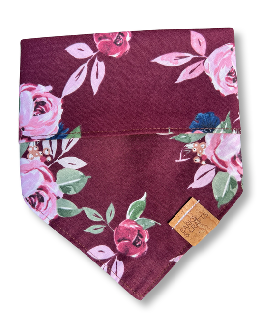 Burgundy Bouquet Snap-On Pet Bandana