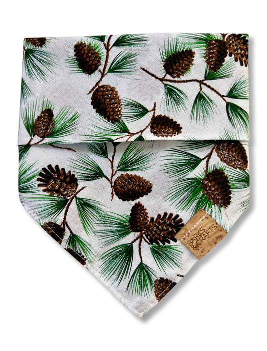 Frosty Pinecones Snap-On Pet Bandana