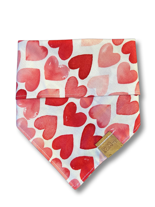 Red Hearts Snap-On Pet Bandana