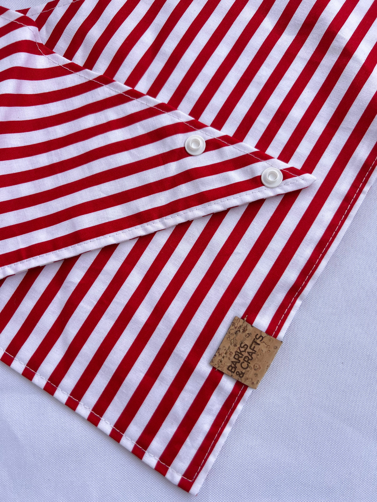 Red and White Stripes Snap-On Pet Bandana