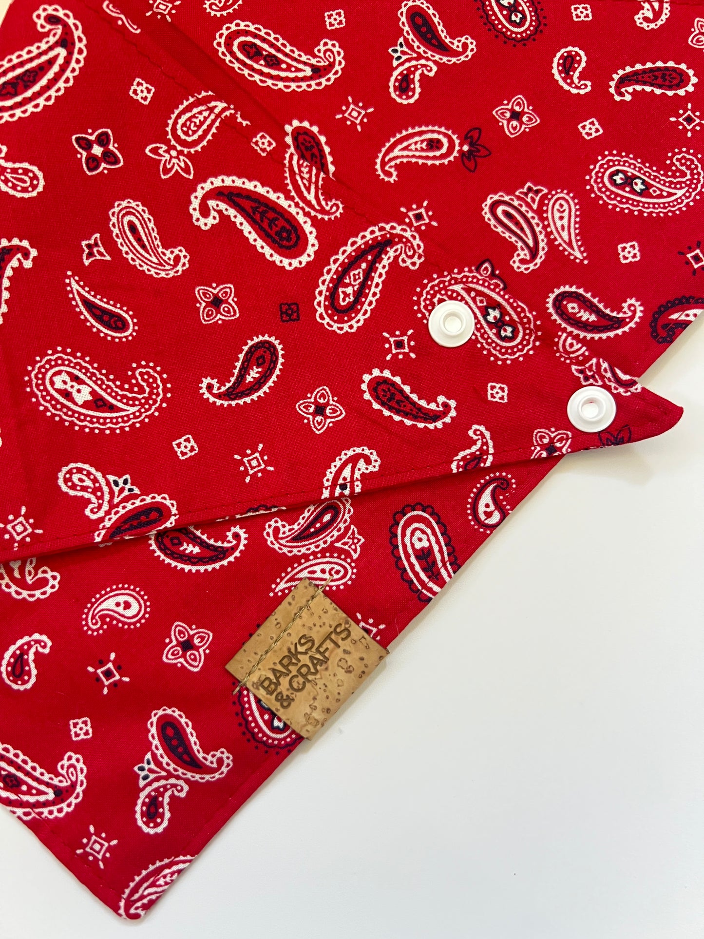 Red Paisley Snap-On Pet Bandana