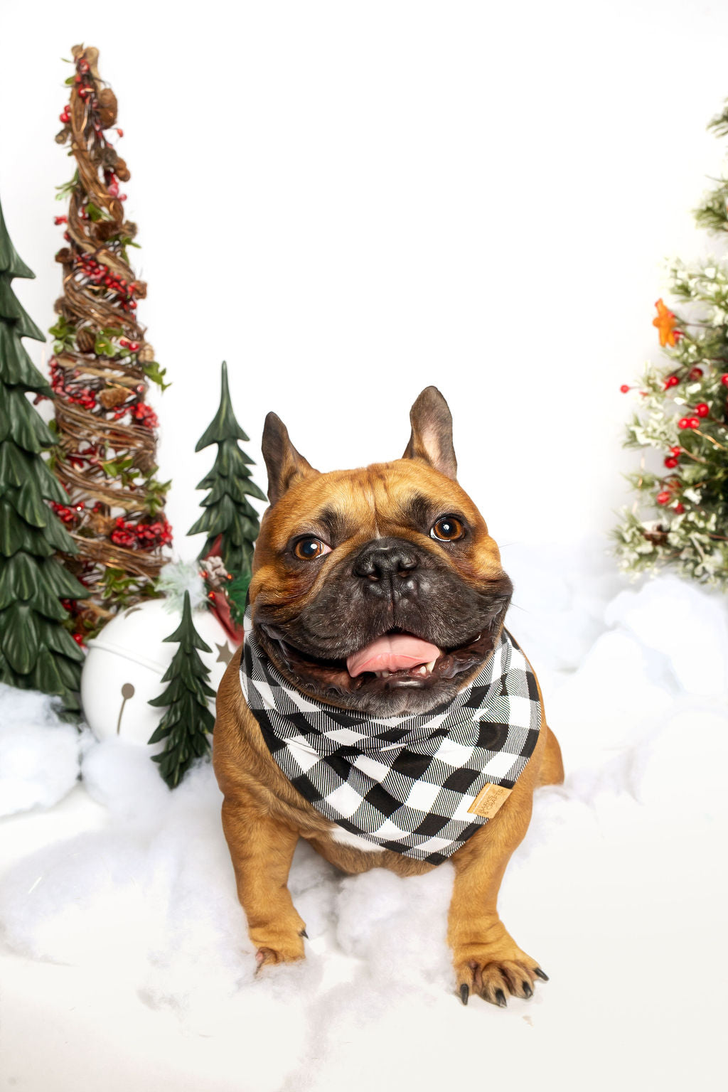 Black and White Buffalo Plaid Snap-On Pet Bandana