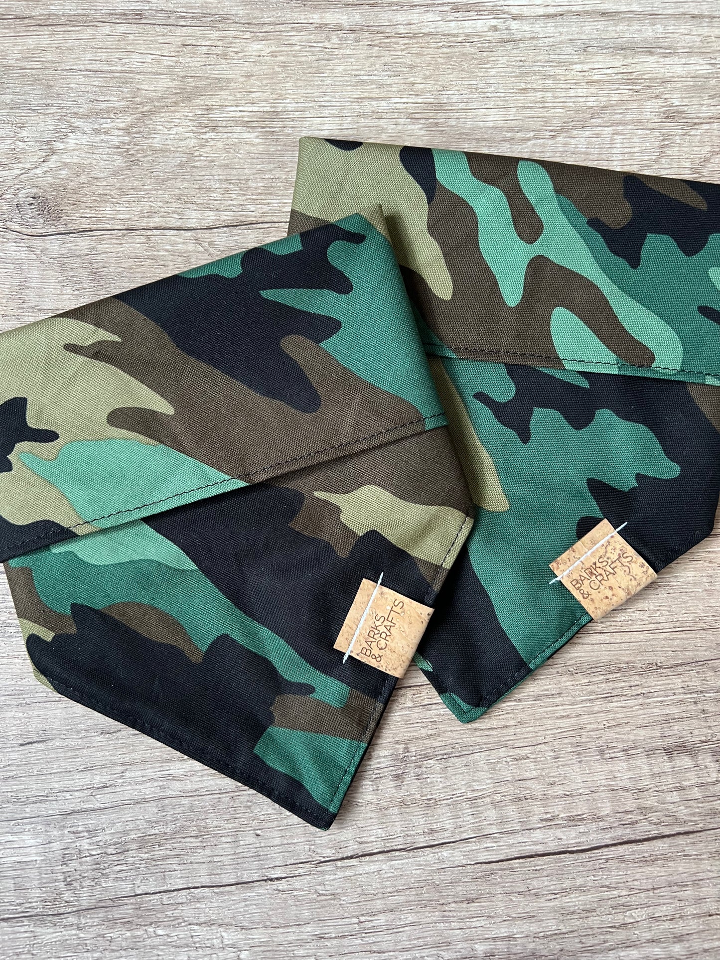Green Camo Print Snap-On Pet Bandana