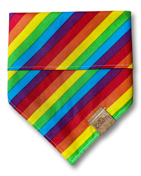 Rainbow Stripes Snap-On Pet Bandana