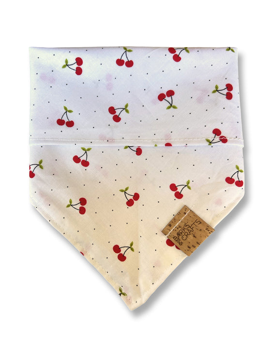 Polka Dot Cherries Snap-On Pet Bandana