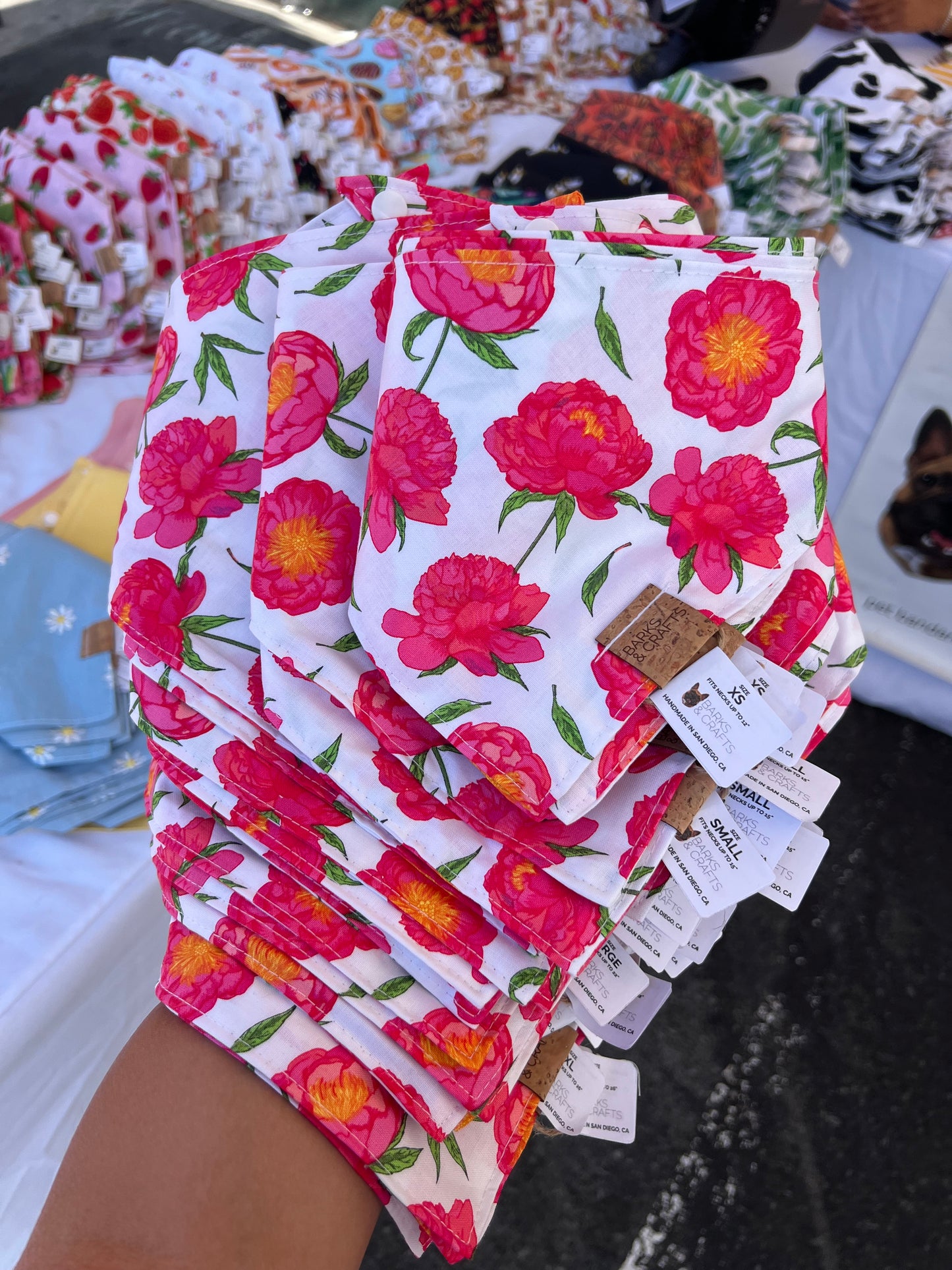 Peonies Snap-On Pet Bandana