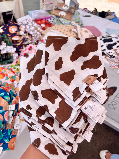 Chocolate Cow Print Snap-On Pet Bandana