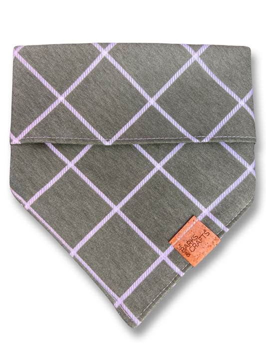 Sage Olive Plaid Snap-On Pet Bandana