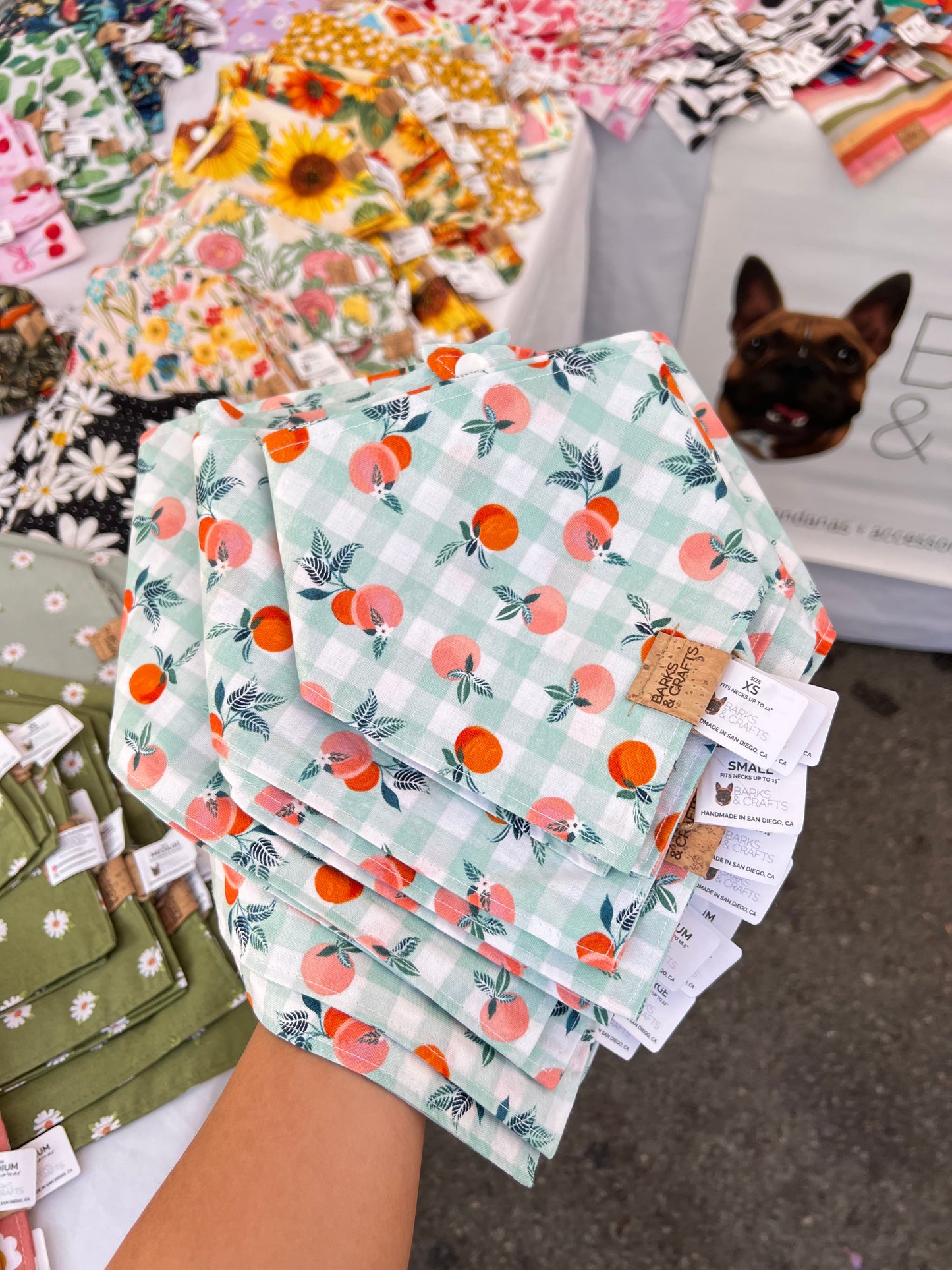 Orange Gingham Snap-On Pet Bandana