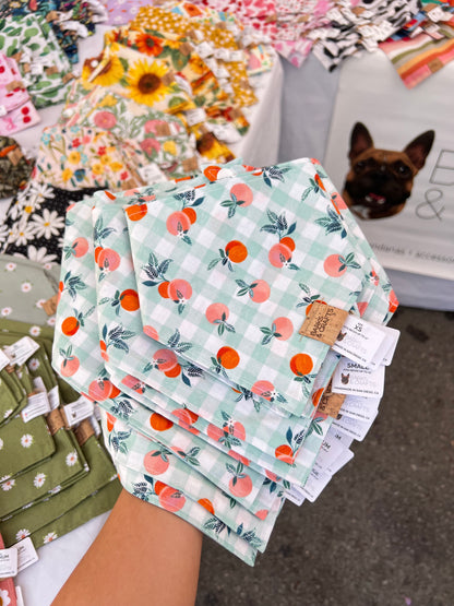 Orange Gingham Snap-On Pet Bandana