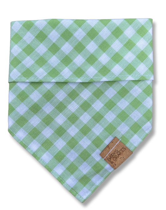 Matcha Gingham Snap-On Pet Bandana