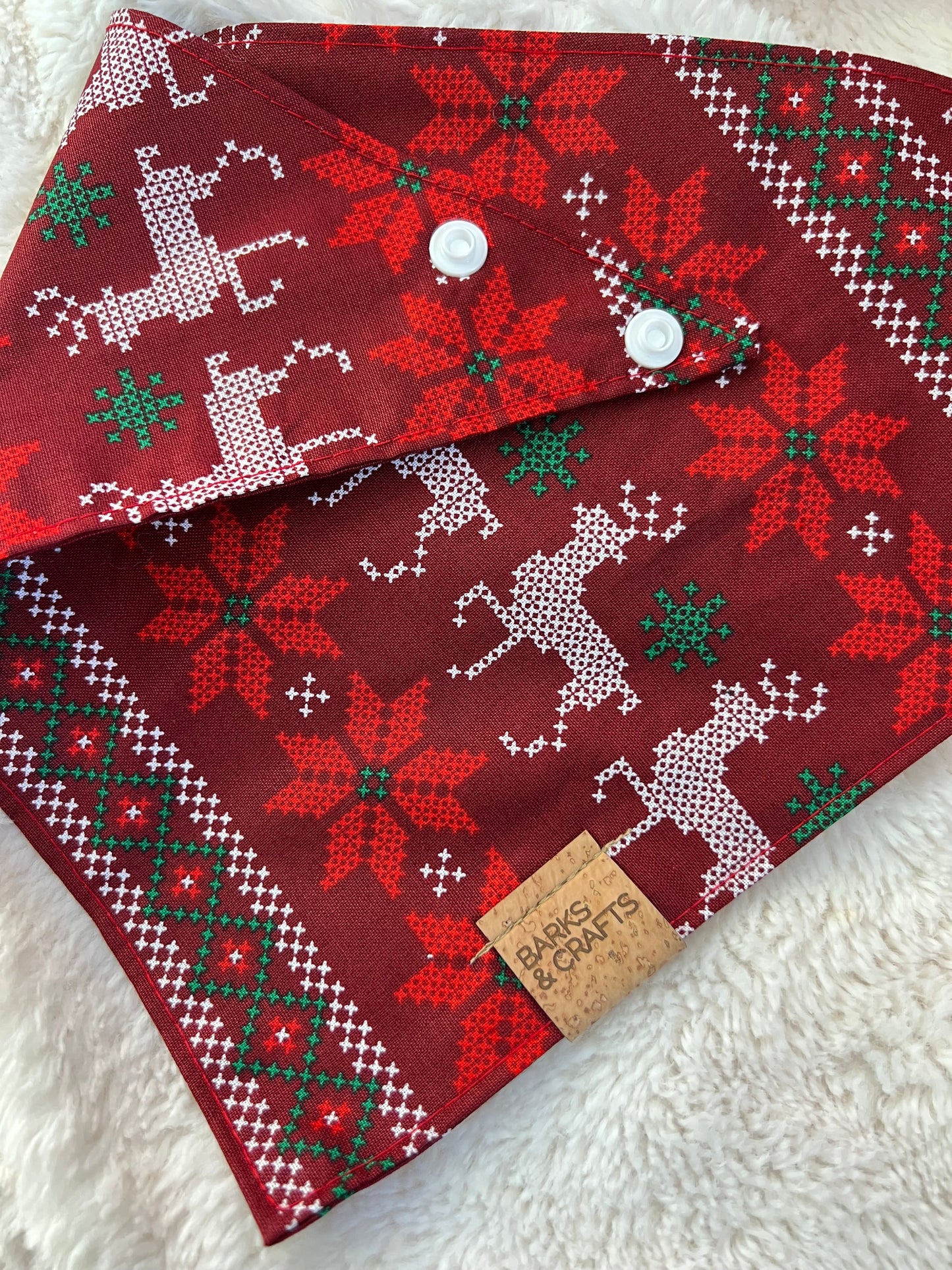 Reindeer Knit Snap-On Pet Bandana