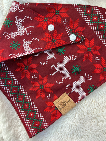 Reindeer Knit Snap-On Pet Bandana