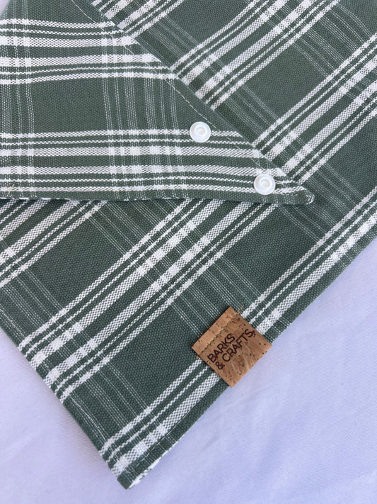 Sage Plaid Snap-On Pet Bandana