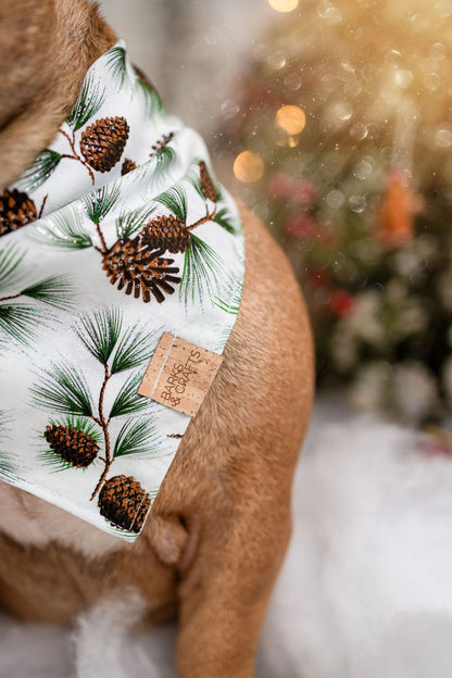 Frosty Pinecones Snap-On Pet Bandana