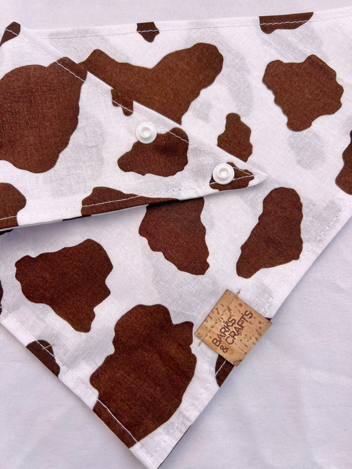 Chocolate Cow Print Snap-On Pet Bandana