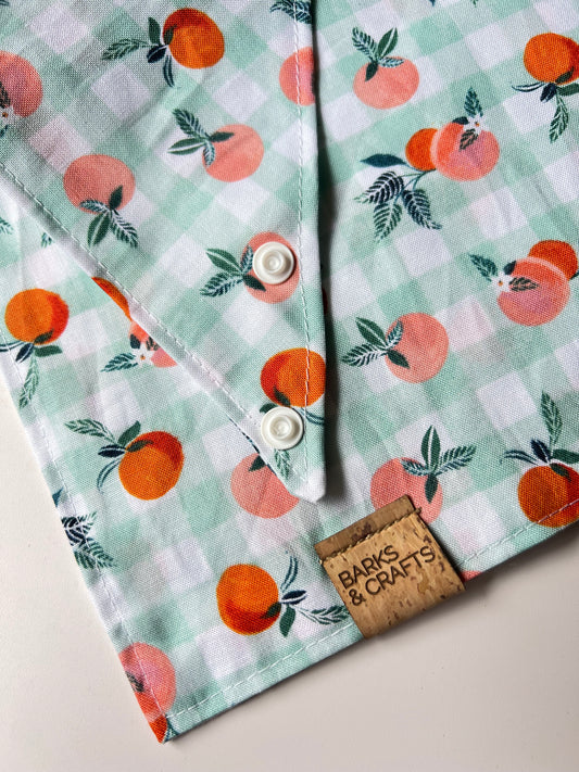 Orange Gingham Snap-On Pet Bandana