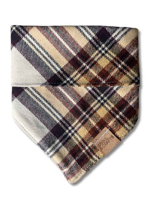 Creme Brûlée Plaid Snap-on Pet Bandana