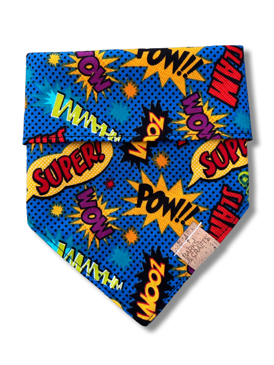 Blue Comic Book Phrases Pet Bandana