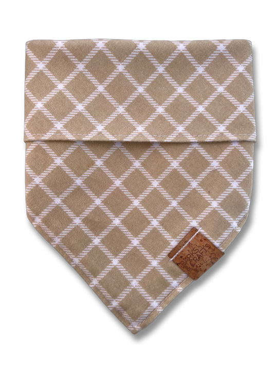 Beige Plaid Snap-on Pet Bandana