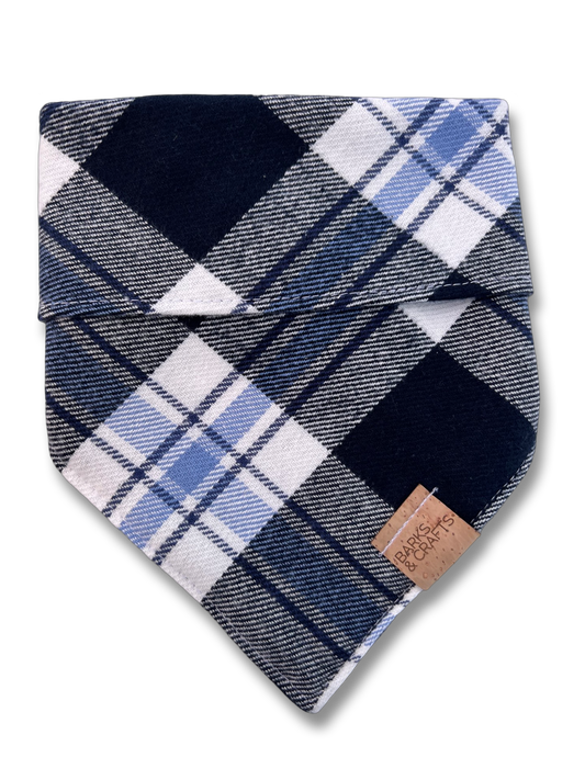 Blue Plaid Snap-on Pet Bandana