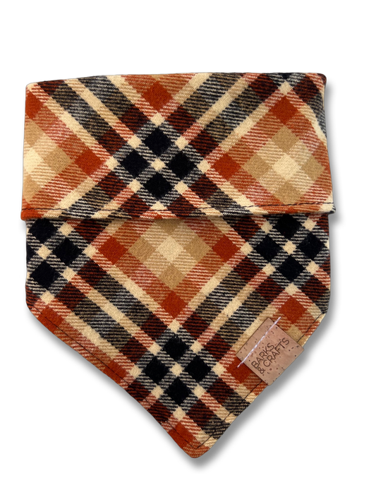 Cinnamon Plaid Flannel Snap-on Pet Bandana