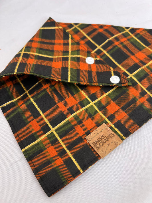 Clove Plaid Snap-On Pet Bandana