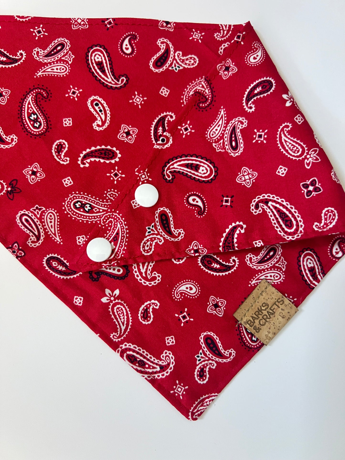Red Paisley Snap-On Pet Bandana