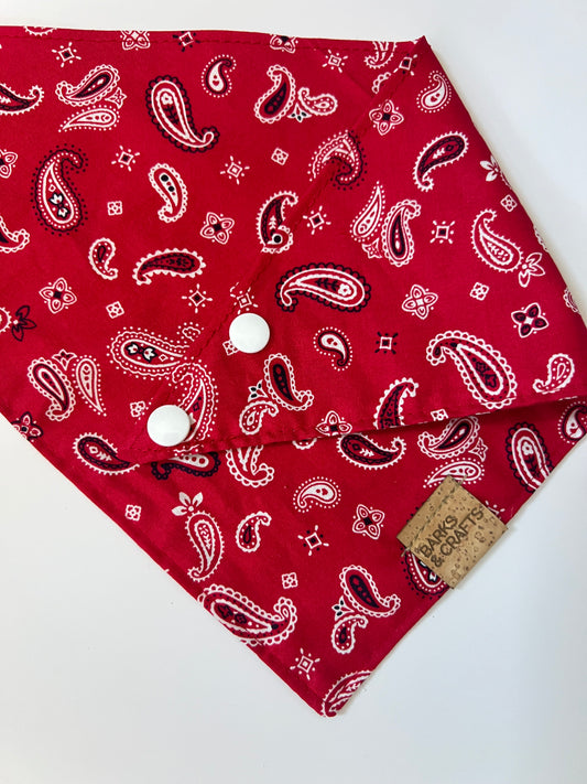 Red Paisley Snap-On Pet Bandana