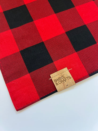 Red and Black Buffalo Plaid Snap-On Pet Bandana
