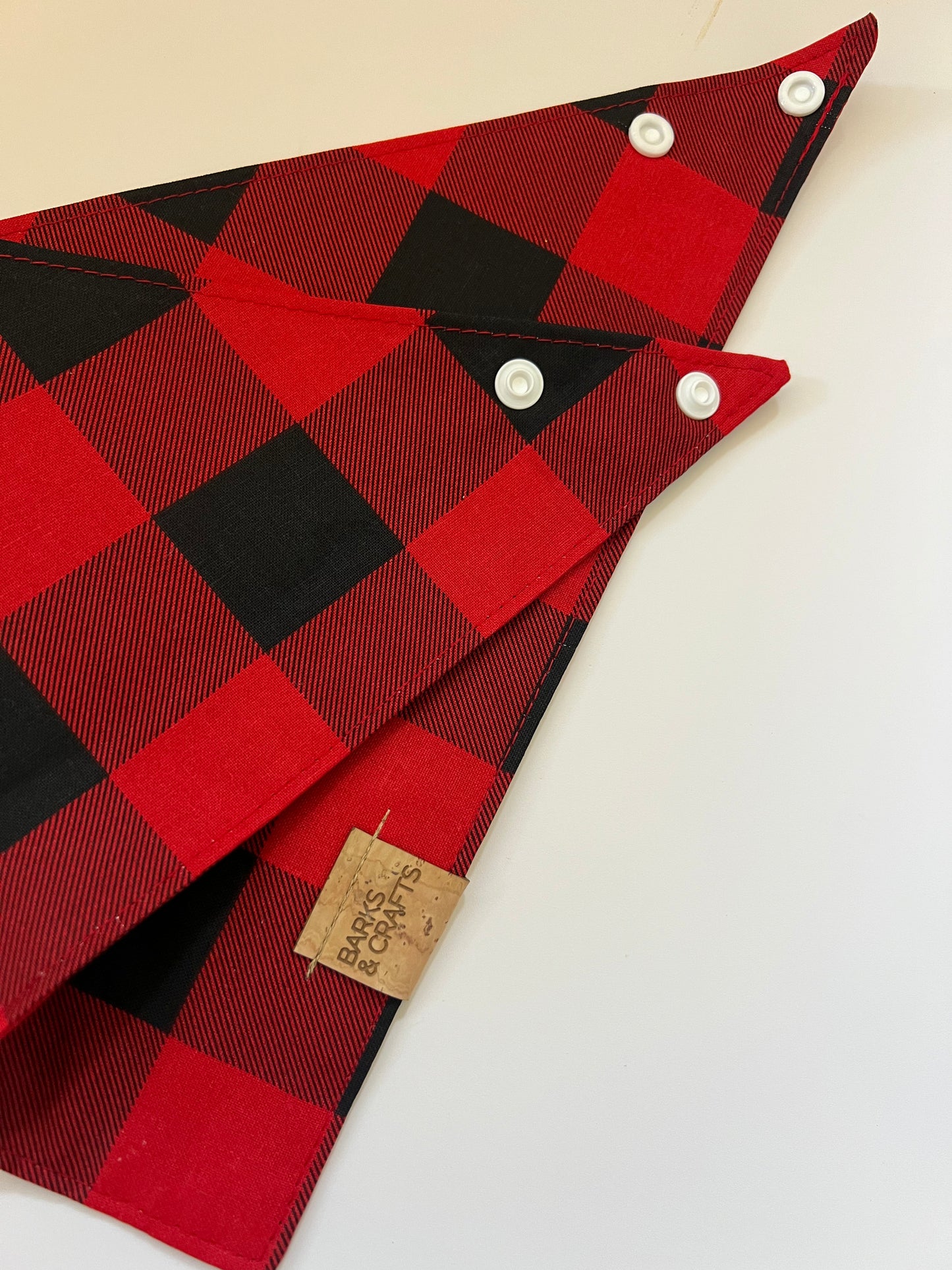 Red and Black Buffalo Plaid Snap-On Pet Bandana