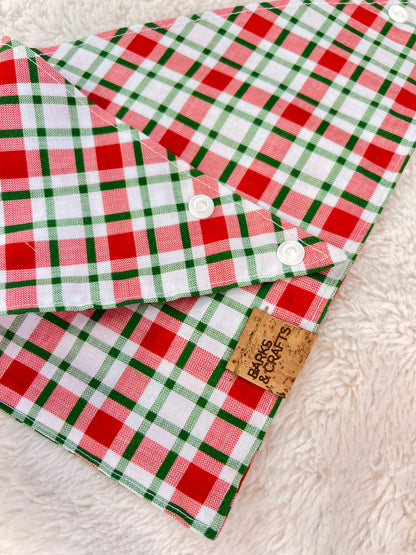 Peppermint Plaid Snap-On Pet Bandana