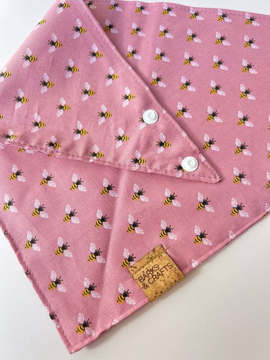 Mauve Bumblebees Snap-on Pet Bandana