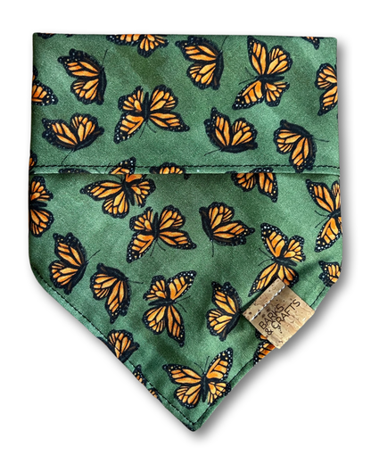 Sage Monarch Butterfly Snap-On Pet Bandana