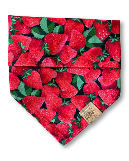 Strawberries (Black) Snap-On Pet Bandana