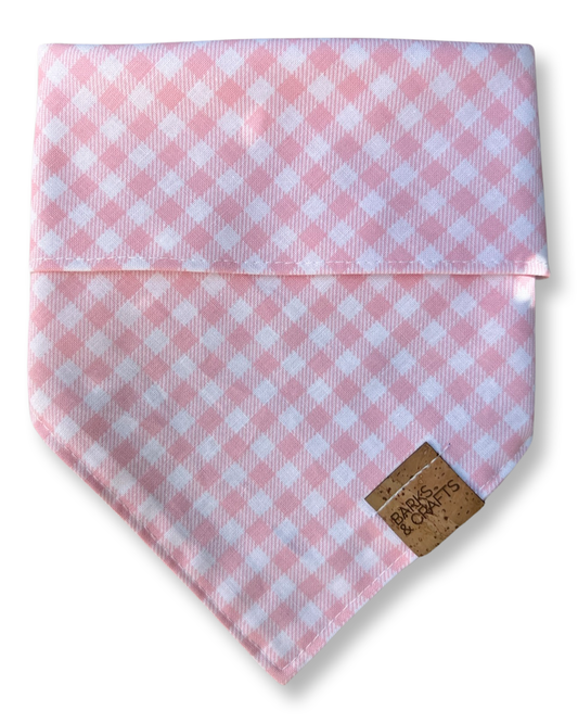 Light Pink Gingham Snap-On Pet Bandana