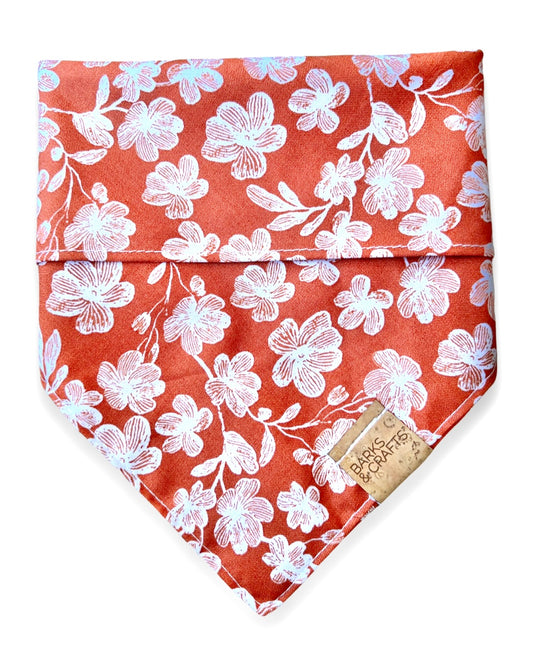 Rust Floral Snap-On Pet Bandana