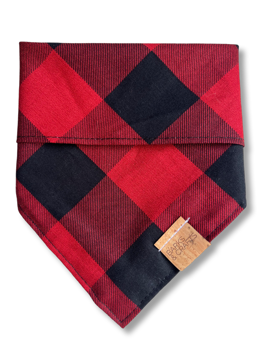 Red and Black Buffalo Plaid Snap-On Pet Bandana