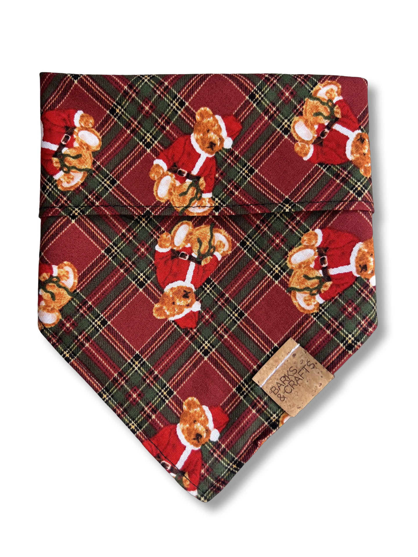 Bear-y Merry Plaid Snap-On Pet Bandana