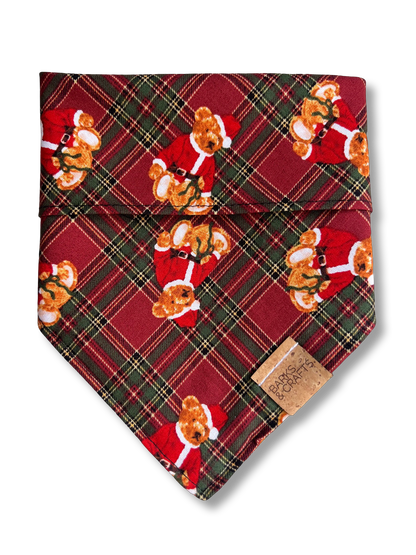 Bear-y Merry Plaid Snap-On Pet Bandana