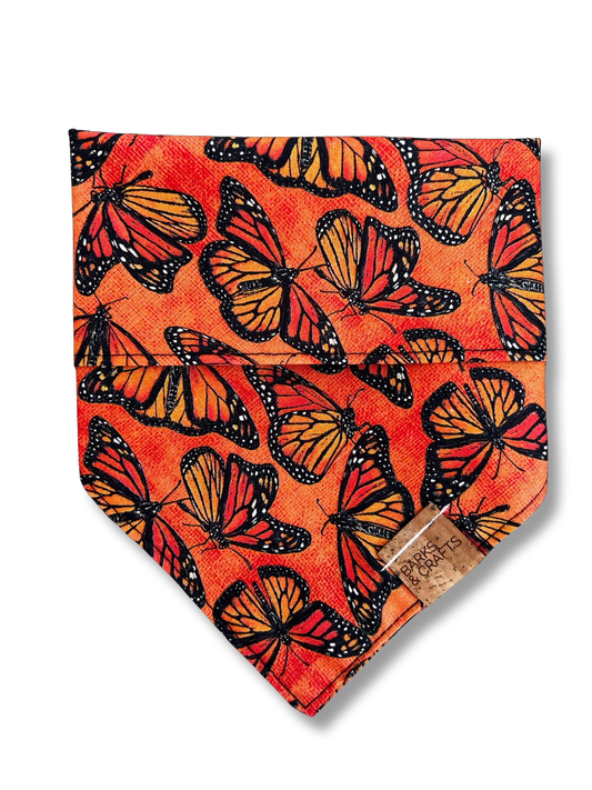 Orange Monarch Butterfly Snap-On Pet Bandana