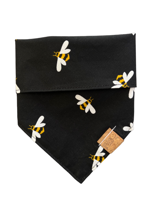 Bumblebees on Black Snap-on Pet Bandana