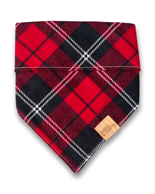 Cranberry Plaid Snap-On Pet Bandana